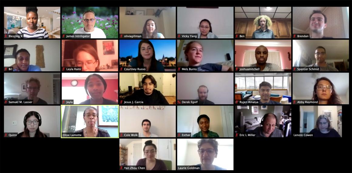 Zoom screen shot of Tufts faculty and staff